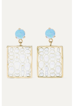 Wwake - + Net Sustain 14-karat Gold, Pearl And Opal Earrings - White - One size