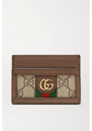 Gucci - Ophidia Textured Leather-trimmed Printed Coated-canvas Cardholder - Neutrals - One size