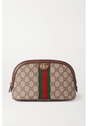 Gucci - Leather-trimmed Printed Coated-canvas Cosmetics Case - Neutrals - One size