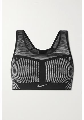Nike - Fe/nom Striped Flyknit Sports Bra - Black - x small,small,medium,large,x large