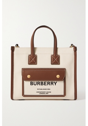 Burberry - Freya Mini Leather-trimmed Printed Canvas Tote - Brown - One size