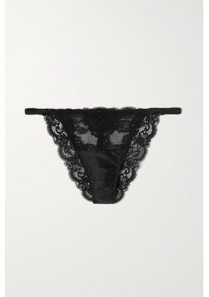 Coco de Mer - Seraphine Silk-blend Satin-trimmed Lace Briefs - Black - x small,small,medium,large,x large