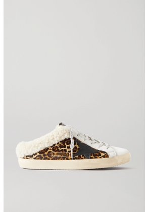 Golden Goose - Sabot Distressed Leopard-print Calf Hair, Leather And Shearling Slip-on Sneakers - Animal print - IT35,IT36,IT37,IT38,IT39,IT40,IT41,IT42