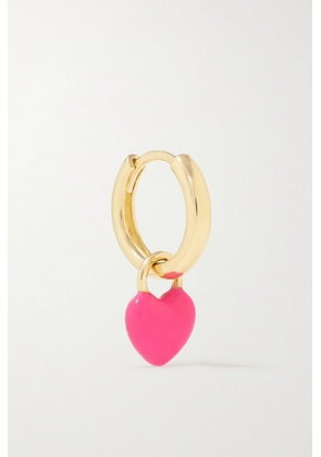 Alison Lou - Tiny Heart Huggy 14-karat Gold And Enamel Single Hoop Earring - One size