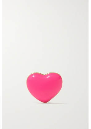 Alison Lou - Mini Puffy Heart 14-karat Gold And Enamel Single Earring - Pink - One size