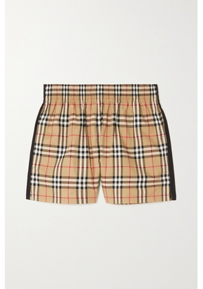 Burberry - Striped Checked Cotton-blend Shorts - Neutrals - UK 2,UK 4,UK 6,UK 8,UK 10,UK 12,UK 14,UK 16,UK 18