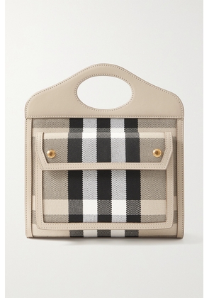 Burberry - Leather-trimmed Checked Canvas Tote - Neutrals - One size
