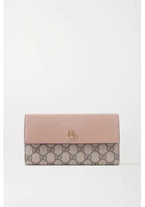 Gucci - + Net Sustain Gg Marmont Petite Textured-leather And Printed Coated-canvas Wallet - Pink - One size
