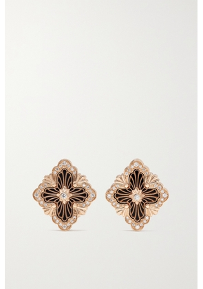 Buccellati - Opera Tulle 18-karat Rose Gold, Onyx And Diamond Earrings - One size