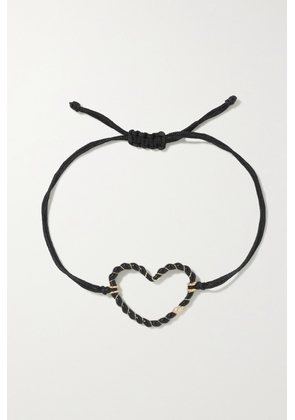 Yvonne Léon - 9-karat Gold, Cord, Enamel And Diamond Bracelet - Black - One size
