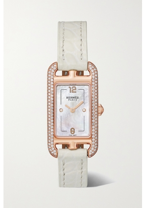 Hermès Timepieces - Nantucket 29mm Small 18-karat Rose Gold, Alligator, Mother-of-pearl And Diamond Watch - One size