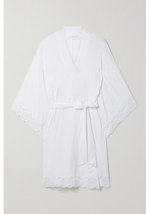 Eberjey - The Mademoiselle Lace-trimmed Stretch-tencel Modal Robe - White - x small,small,medium,large
