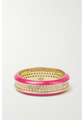 Lauren Rubinski - 14-karat Gold, Enamel And Diamond Ring - Pink - 52,54