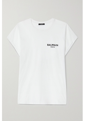 Balmain - Flocked Cotton-jersey T-shirt - White - xx small,x small,small,medium,large,x large