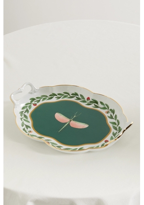 La DoubleJ - Tea For Two Gold-plated Porcelain Tray - Green - One size