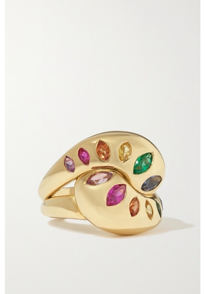 Brent Neale - Knot 18-karat Gold, Sapphire And Emerald Ring - 4