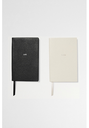 Smythson - Set Of Two Panama Mr & Mrs Textured-leather Notebooks - White - One size