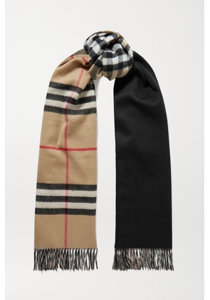 Burberry - Reversible Fringed Checked Cashmere Scarf - Neutrals - One size