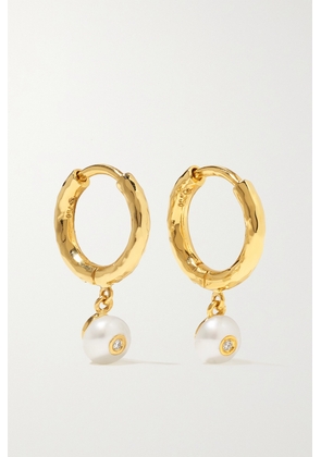 Octavia Elizabeth - + Net Sustain Micro Gabby 18-karat Recycled Gold, Pearl And Diamond Hoop Earrings - One size