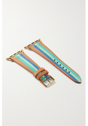 laCalifornienne - Striped Leather Watch Strap - Blue - One size