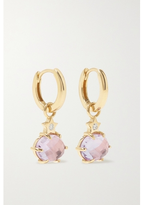 Andrea Fohrman - Mini Cosmo 14-karat Gold, Rose De France And Diamond Hoop Earrings - One size