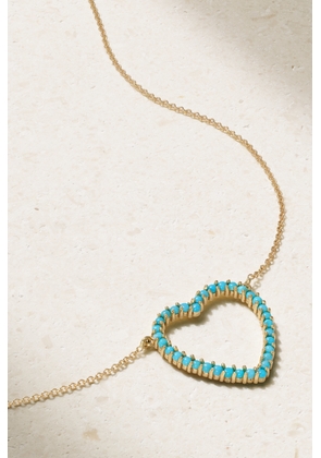 Jennifer Meyer - Large Open Heart 18-karat Gold Turquoise Necklace - One size