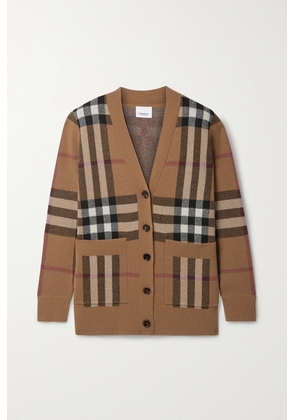Burberry - Checked Wool And Cashmere-blend Cardigan - Brown - xx small,x small,small,medium,large,x large,xx large