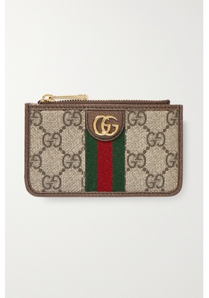 Gucci - Ophidia Textured Leather-trimmed Printed Coated-canvas Cardholder - Brown - One size