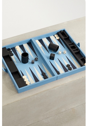 Smythson - Panama Textured-leather Backgammon Set - Blue - One size