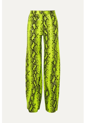 Off-White - Neon Snake-effect Leather Straight-leg Pants - Green - IT38,IT40,IT46,IT48