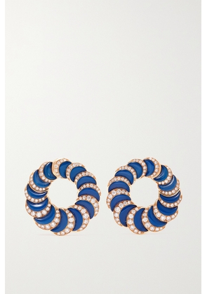 David Morris - Fortuna 18-karat Rose Gold, Agate And Diamond Earrings - Blue - One size