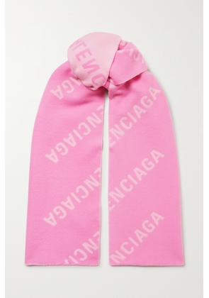 Balenciaga - Wool-jacquard Scarf - Pink - One size