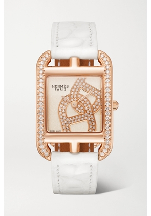 Hermès Timepieces - Cape Cod 31mm Small 18-karat Rose Gold, Alligator, Mother-of-pearl And Diamond Watch - White - One size