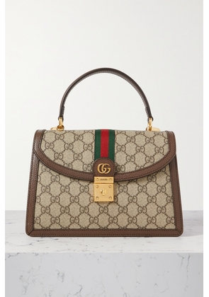 Gucci - Ophidia Textured Leather-trimmed Printed Coated-canvas Tote - Brown - One size