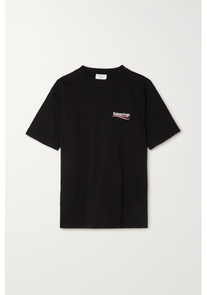 Balenciaga - Oversized Embroidered Cotton-jersey T-shirt - Black - XS,S,M