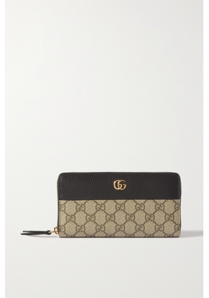 Gucci - Gg Marmont Textured-leather And Printed Coated-canvas Wallet - Black - One size