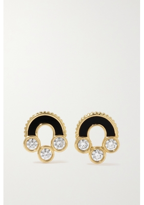 Viltier - Magnetic 18-karat Gold, Onyx And Diamond Earrings - One size