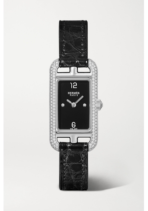 Hermès Timepieces - Nantucket 29mm Small Stainless Steel, Alligator And Diamond Watch - Silver - One size