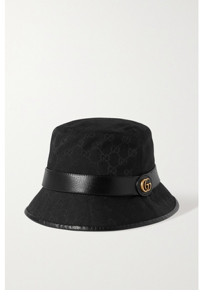 Gucci - Leather-trimmed Canvas-jacquard Bucket Hat - Black - S,M,L,XL,XXL