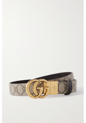 Gucci - Reversible Leather And Printed Coated-canvas Belt - Ivory - 65,70,75,80,85,90,95,100,105,110,115