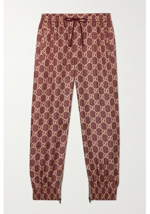 Gucci - Lamé-trimmed Silk-twill Track Pants - Neutrals - XXS,XS,S,M,L,XL,XXL