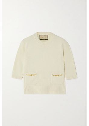 Gucci - Chain-embellished Cashmere Sweater - Ivory - XXS,XS,S,M,L,XL,XXL