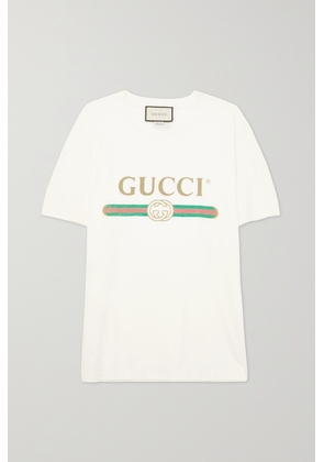 Gucci - Oversized Appliquéd Printed Cotton-jersey T-shirt - White - XXS,XS,S,M,L,XL,XXL