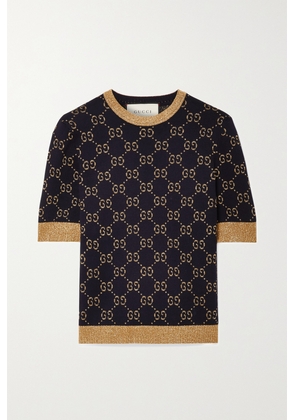 Gucci - Metallic Jacquard-knit Cotton-blend Sweater - Blue - XXS,XS,S,M,L,XL,XXL