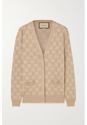 Gucci - Metallic Jacquard-knit Cotton-blend Cardigan - Brown - XXS,XS,S,M,L,XL,XXL