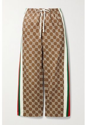 Gucci - Webbing-trimmed Printed Tech-jersey Track Pants - Brown - XXS,XS,S,M,L,XL,XXL