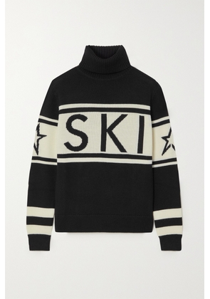 Perfect Moment - Schild Intarsia Merino Wool Turtleneck Sweater - Black - x small,small,medium,large
