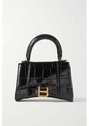 Balenciaga - Hourglass Mini Croc-effect Leather Tote - Black - One size