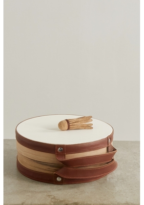 Brunello Cucinelli - Walnut Wood, Leather And Cork Tamburello Set - Brown - One size