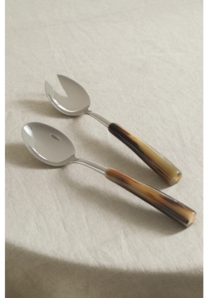 Brunello Cucinelli - Set Of Two Silver And Horn Serving Spoons - Brown - One size